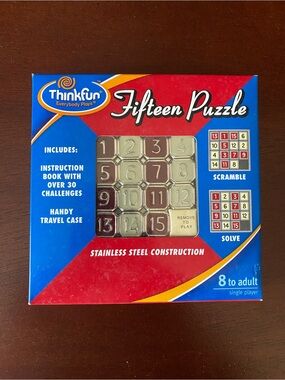 Think! Fifteen Puzzle - Blue and Red Box with Silver Puzzle